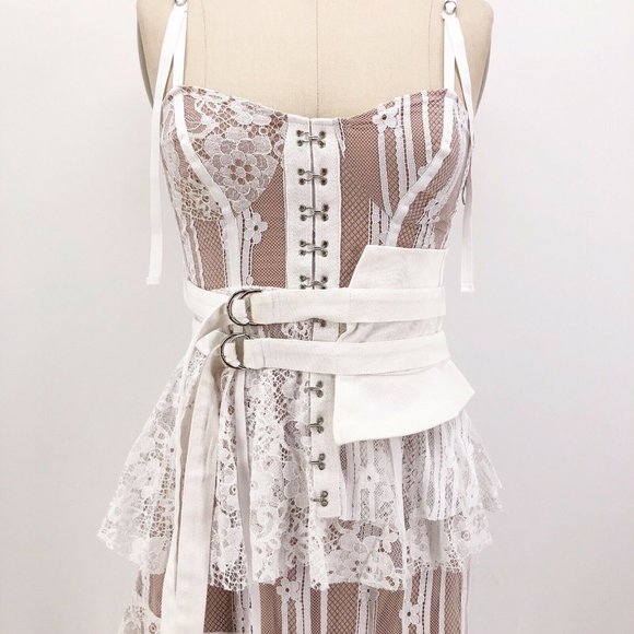For Love & Lemons Claudette Dress Lace Corset Belt - Picture 4 of 9